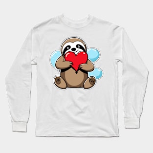 Sloth Heart Balloon - Valentines Day Long Sleeve T-Shirt